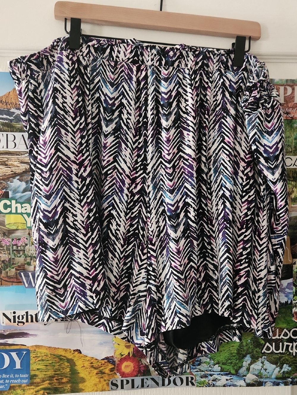Black Chevron Print Shorts with Purple & Blue Accents